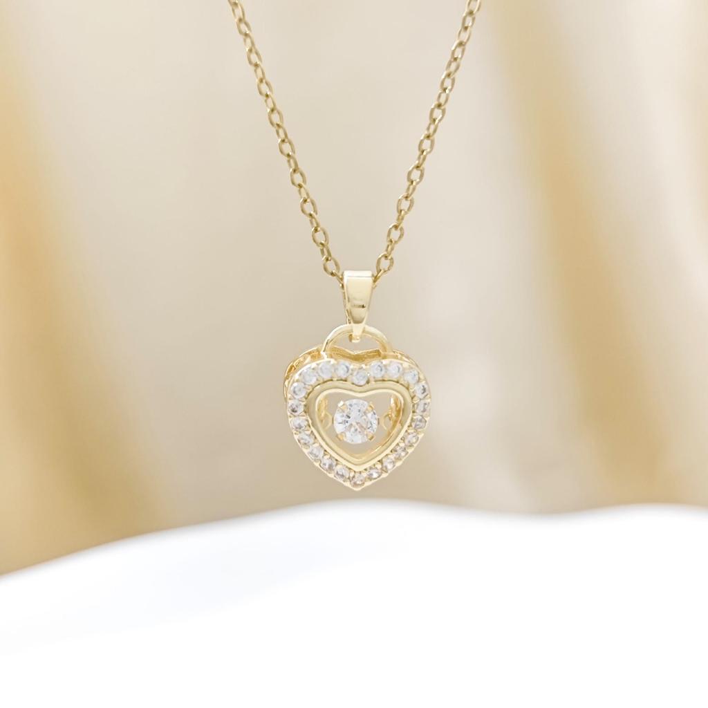 Trending Korean-Japanese Heart Zircon Pendant Necklace with Gold-Plated Titanium Steel Chain for Women - Fade-Resistant.