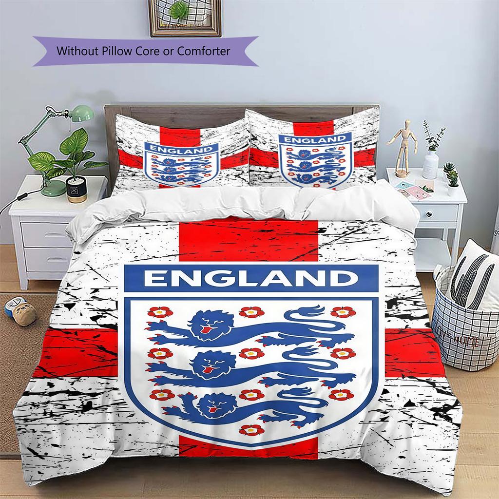 England National Football Team Pattern Bedding,Quilt Set Quilt Cover Pillowcase Home Birthday Gift(1 * duvet cover + 2 * pillowcase, without core)