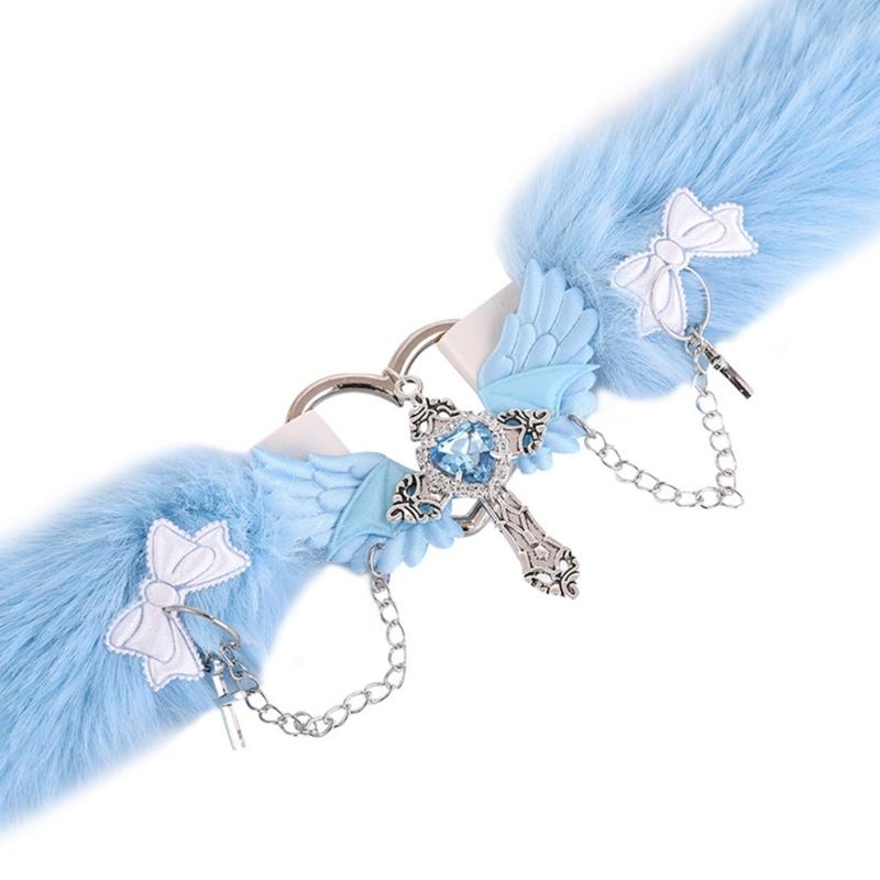 Animes Cosplays Choker Plüsch Kreuze Choker Halsband Engelsflügel Choker Halskette