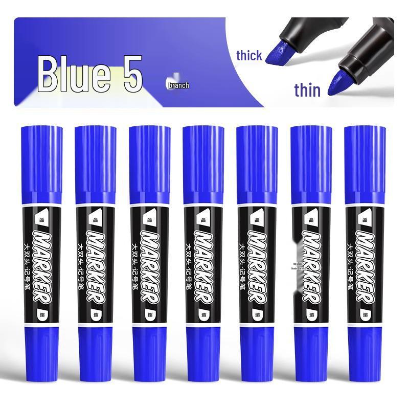 Large Double-Headed Oily Waterproof Marker - Black & Red Broad Tip, Non-Fading, Oil-Proof for Industrial Use
