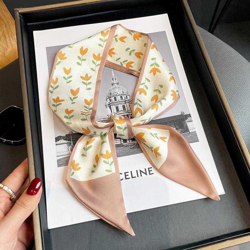 Langer, dünner Seidenschal für Damen, Haarband, Krawatte, Design-Print, Luxusmarke, Haarreifen-Accessoires, coole Mädchen-Schals, Sommer 2021