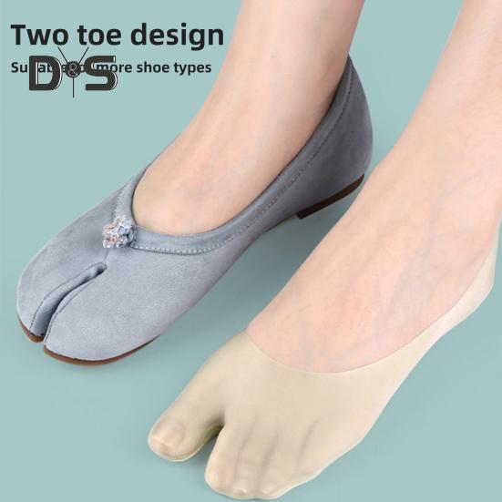 Breathable Toe Socks 2-Toe Invisible Liner Socks with Anti-Slip Silicone Ultra-Thin Moisture-Wicking Socks for Loafers Sneakers