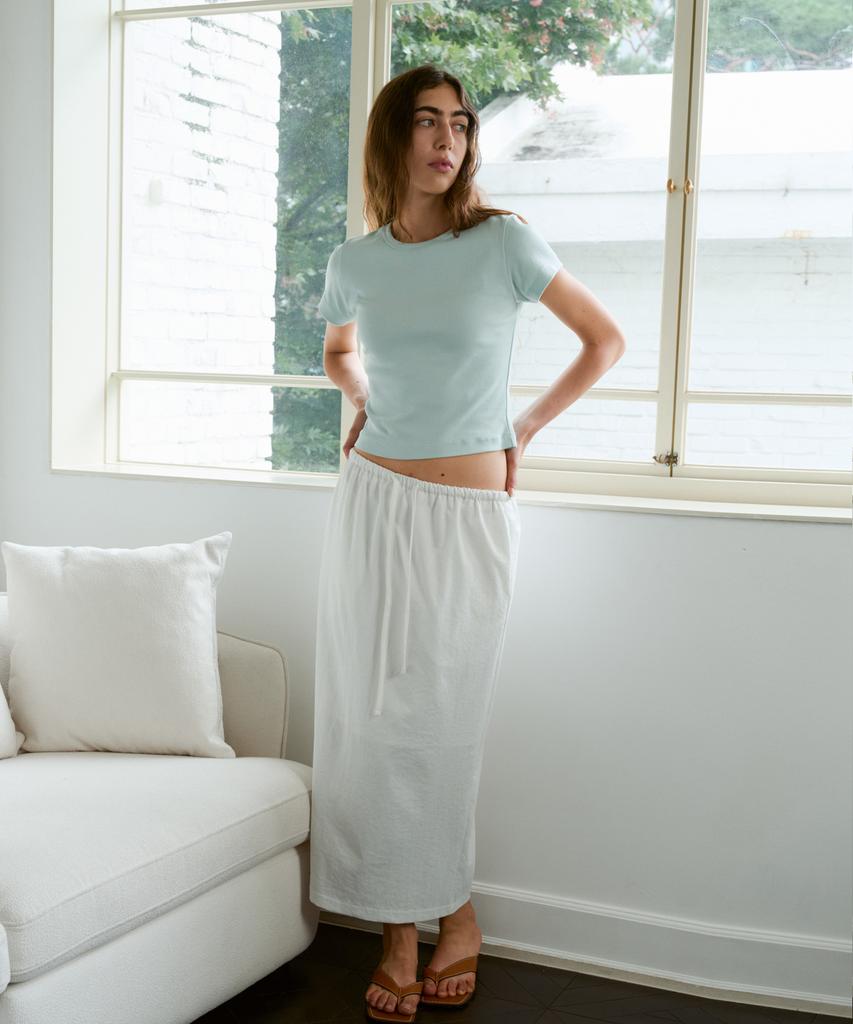 38 Come On Common Straight Long Banding Skirts (White)