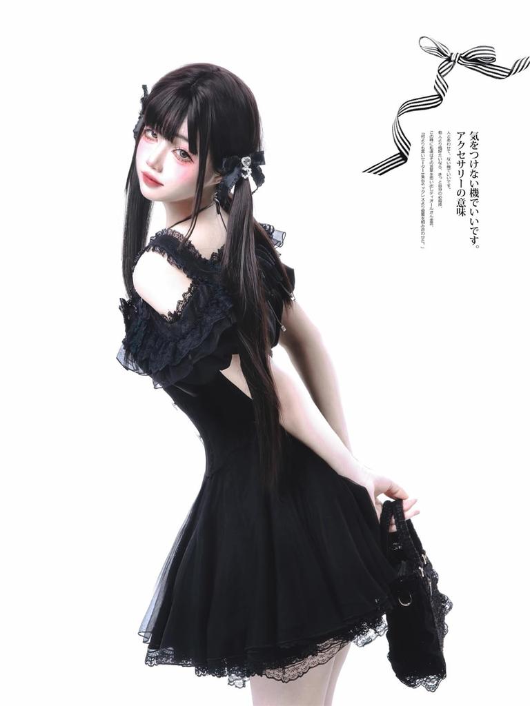 Qichenk Gothic Lolita Halloween Skirt Mini Princess Size M Dress, Cosplay, Women's, Stylish, Cute, Set, Girly, Lolita, Style, Black, 01,