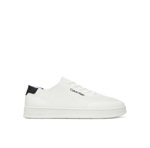 Men's Calvin Klein Low Top Lace Up Knit Sneakers Hm0hm01726 White