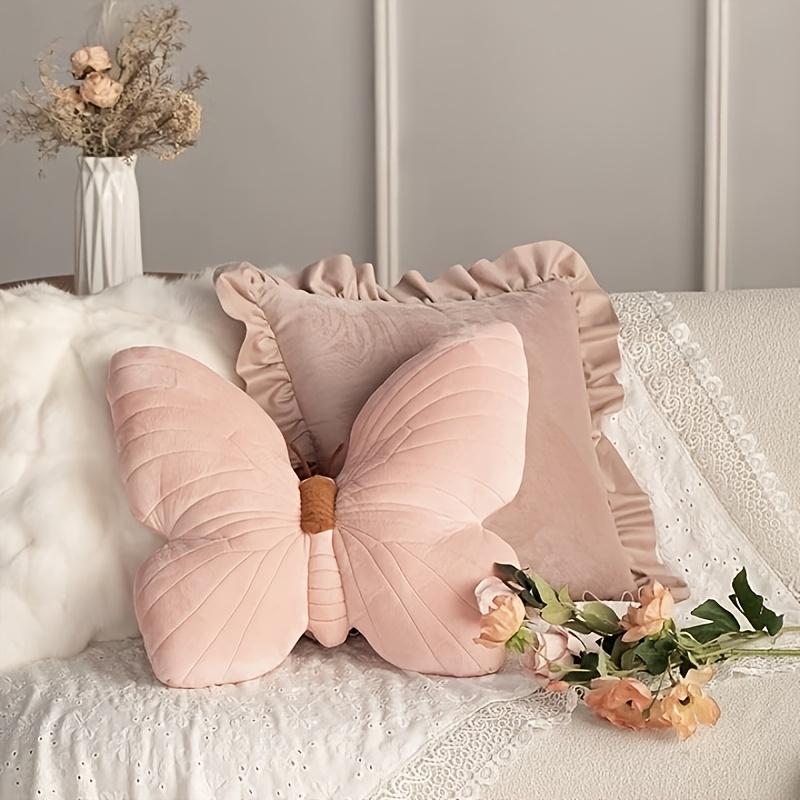 1pcs Polyester Butterfly Plush Pillow for Bedroom Decor Cute Pink Wedding Gift for Couples Soft Throw Cushion Household Supplies