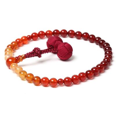 Nenjudo Made in Japan Gebetsperlen für Frauen, Hergestellt aus hochwertigem natürlichem Achat-Farbverlauf, Langlebige Brahma-Quaste (100 % Seide), Geeignet für alle Glaubensrichtungen,