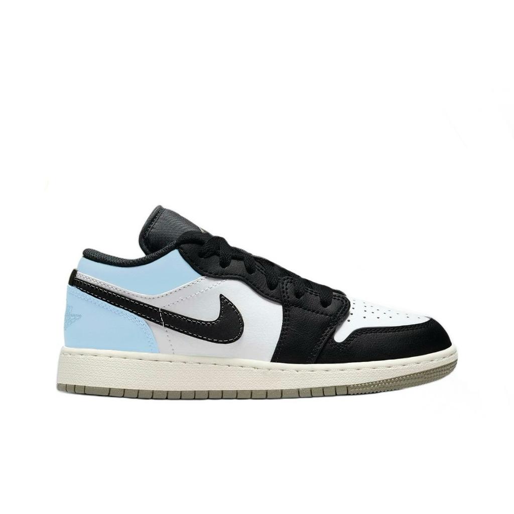Jordan Air Jordan 1 Sea Salt Blue Leather Abrasion Resistant Low top Basketball Shoes Unisex Blue 553558-092(Team1119-)