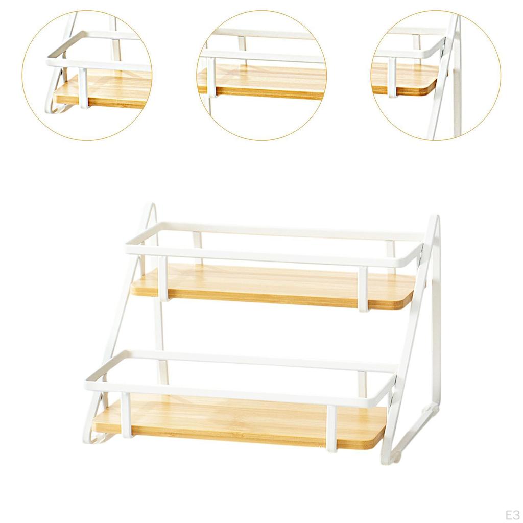 2 Layer Spice Rack Cup Storage Stand Standing Holder Desktop for