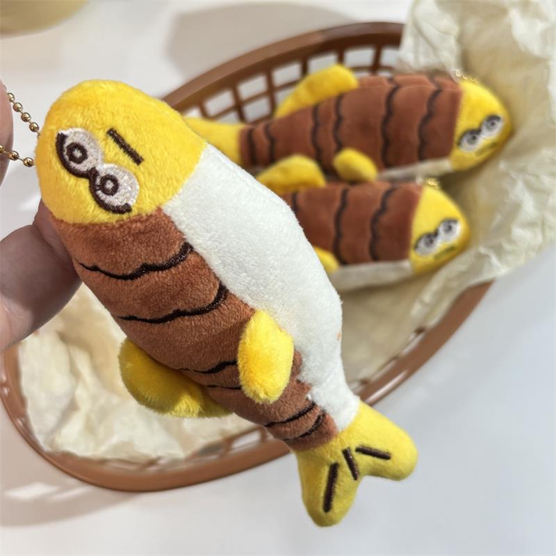 Cute Funny Small Fish Squeak Plush Doll Stuffed Toy Keychain Backpack Pendant Bag Hanging Couple Ornaments Pet Teething Toy Gift