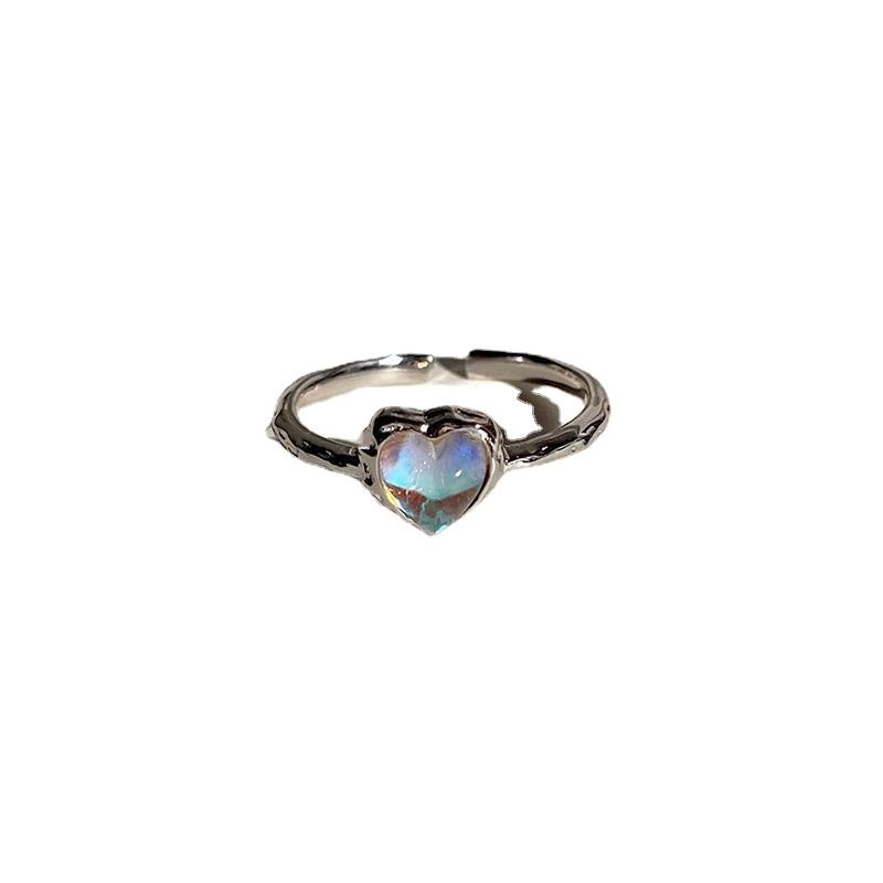 Moonlight Stone Copper Ring Zircon Heat Fashion Niche Design Advanced Sense Opening Adjustable Ring