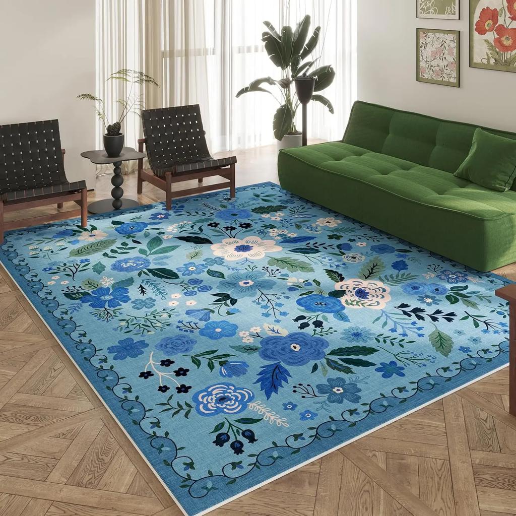 Machine Washable Boho Floral Small Area Rug Non-Slip Low Pile Throw Rugs for Entryway Kitchen Front Door Indoor Decor Rug