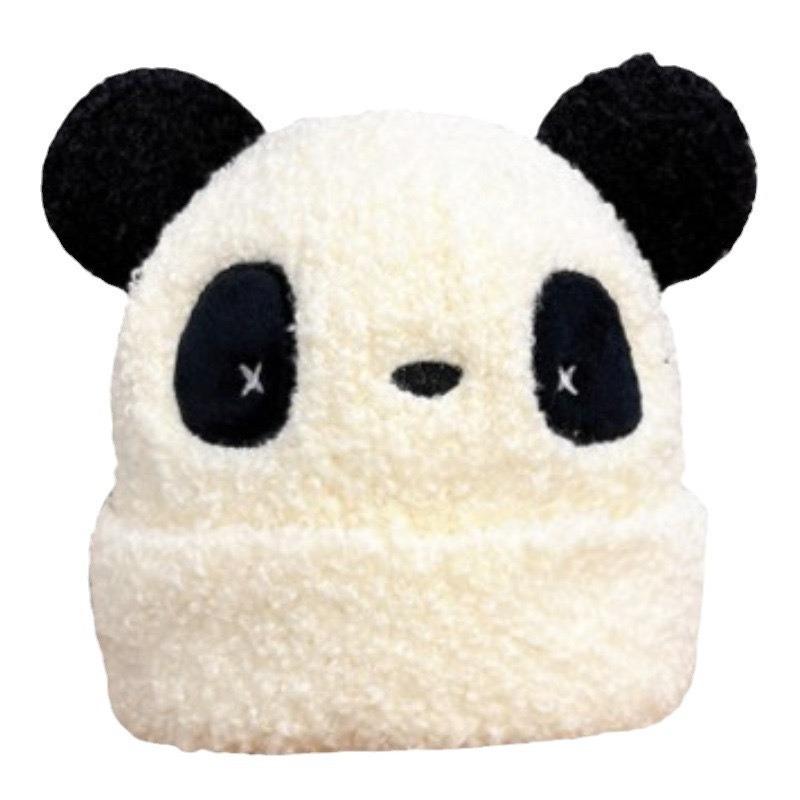 Children's panda hats autumn and winter boys and girls new knitted hats children's baby warm windproof hats