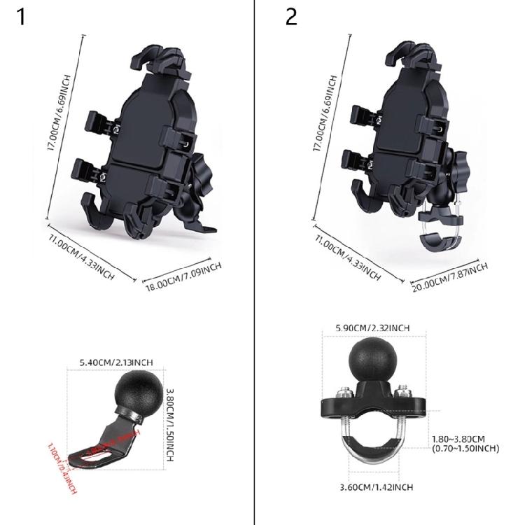 Motorcycle Phone Holder Vibration Damping System Universal Smartphone Clamp Quick Adjust Mount Shockproof For Bike