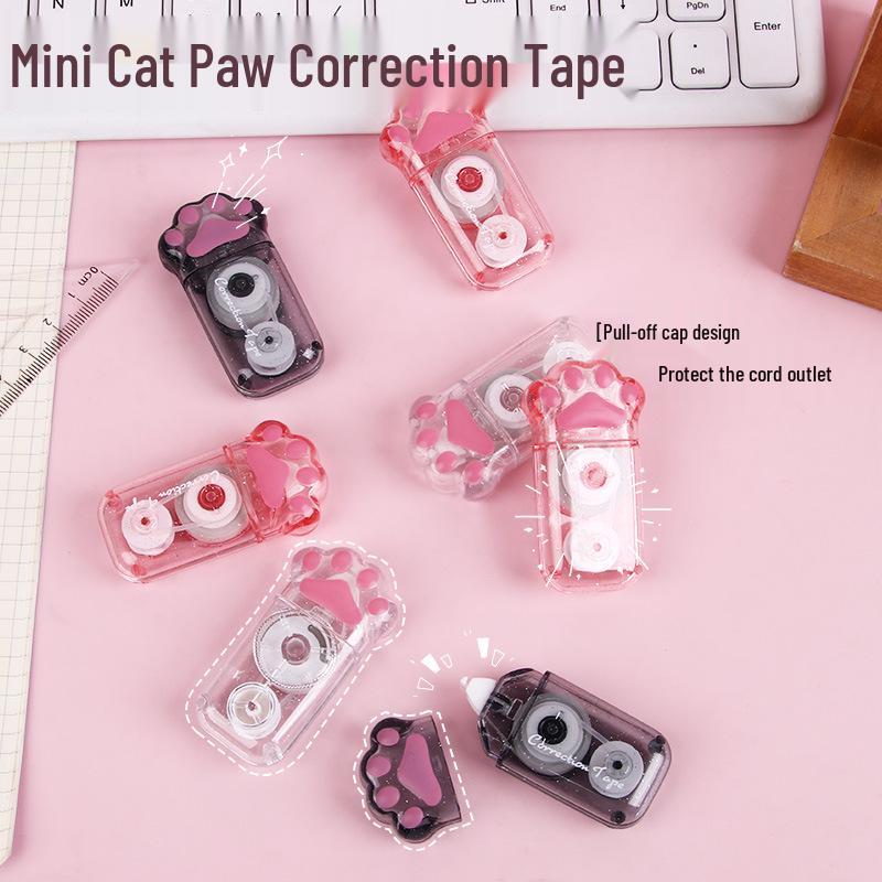 Cartoon Cat Paw Correction Tape: 6m Smooth Correction for Students