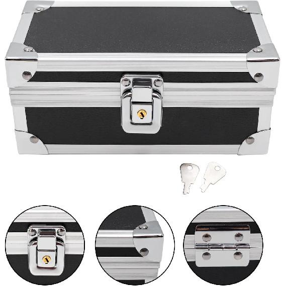 Lockable Cash Box, Aluminium Alloy Money Box for Cash, Money Holder, Cash Organizer, Single Row Currency Tray, Money Storage Box