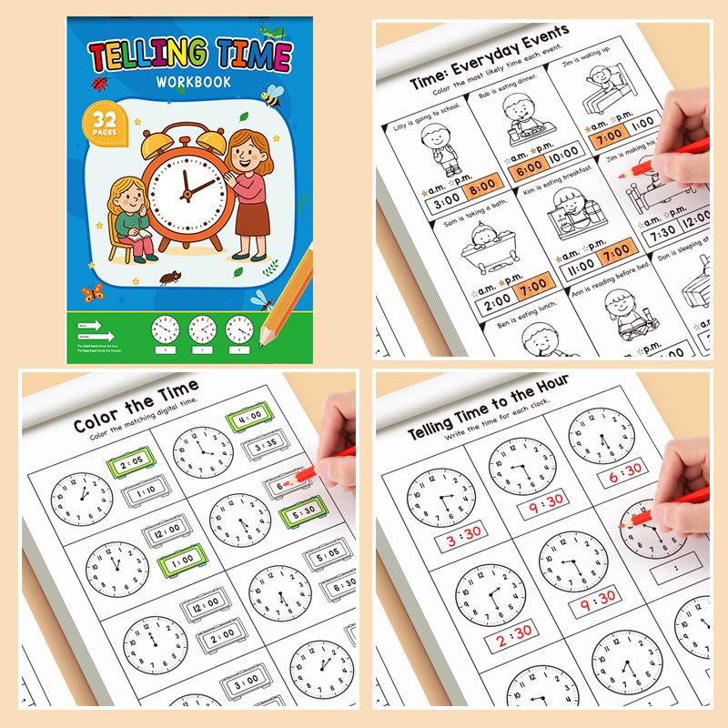 Connect the Dots: Educational Activity for Children Aged 3 to 6 Clock Recognition 32 pages with CE+CPC certificate