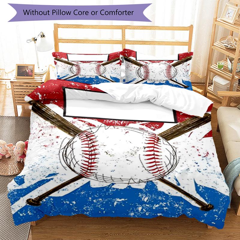 3pcs Baseball Bedding Set Duvet Cover Closure Includes 1 Duvet Cover & 2 Pillowcases, Soft and Comfortable for All Seasons.