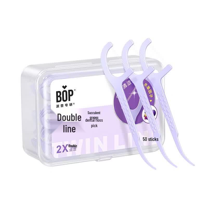 Bop Double Line Ultra-Fine Dental Floss Picks - Juicy Grape