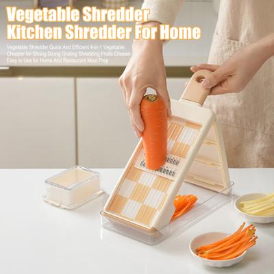 Vegetable Cutter 4-in-1 Food Chopper Grater with Blades Salad Prep Tool for Slicing Dicing Shredding Safety Restaurant Food Prep Equipment