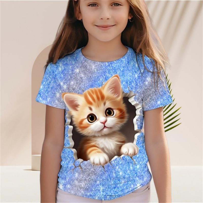 Summer New Casual Baby T-Shirts Cute Cartoon Animals 3d Print T Shirts Fashion Girl Clothes Short Sleeve Tees Girls Top