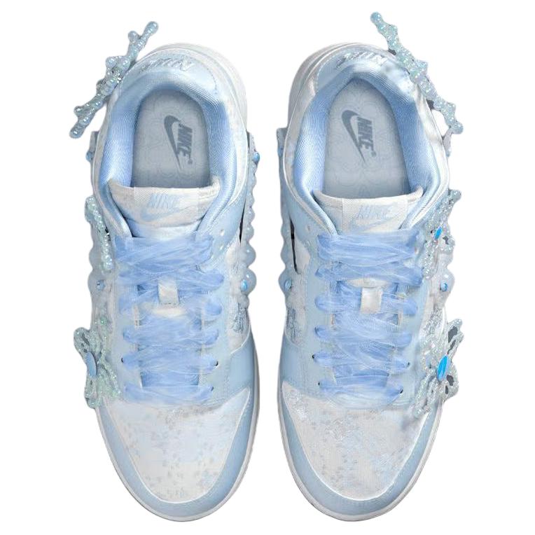 Nike X SUSAN FANG Dunk Synthetic Leather Skateboard Shoes Women's Light Blue HV8575-100