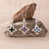 Natural Sapphire Diopside Topaz Aquamarine Colored Treasure Necklace Women'S S925 Silver Star Pendant