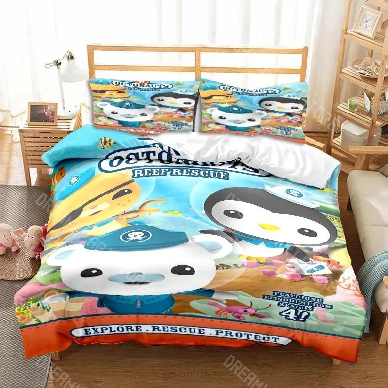 3D Tištěné Povlečení s Kreslenými Postavičkami Octonauts pro Kluky Dívky Povlak na Peřinu Povlak na Polštář Jednolůžko Manželská Postel Královská Velikost Plná Velikost Jednoduchá Dvojitá Velikosti
