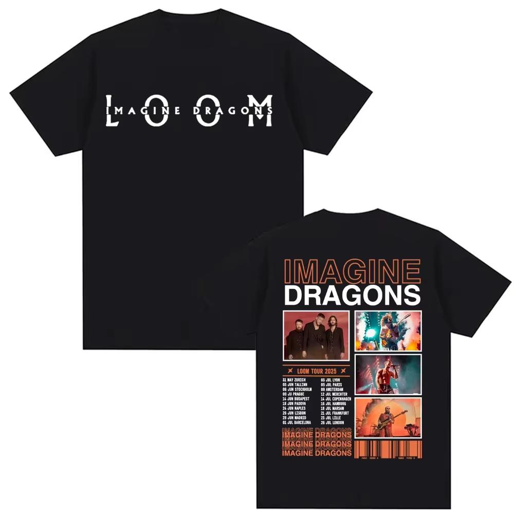 

2025 Imagine Dragons Loom World Tour Graphic T Shirt Men Women Summer Pop Art Short Sleeve Oversized Comfort T-shirt Streetwear 5XL різнокольоровий