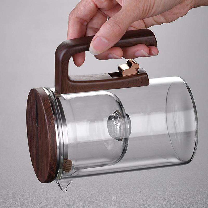Glass Tea Pot Kettle Infuser 520ML/720ML Teapot Water Separation Inner Magnet One Click Magnetic Switchs Tea Filtration Cup Set