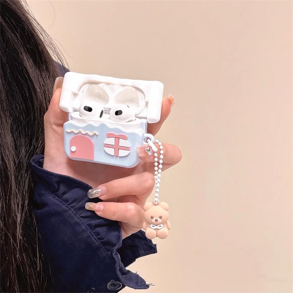 Ice Cream House Cover 3D Cute Silicone Earphone Earbuds Cover for AirPods 1/2/3/4 Pro 2 1 Charging Bags