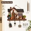 2D Flaches Haus Schlüsselanhänger Holz Dekorative Schlüsselaufhänger Geschenke Wand Schlüsselregal Heimwanddekoration