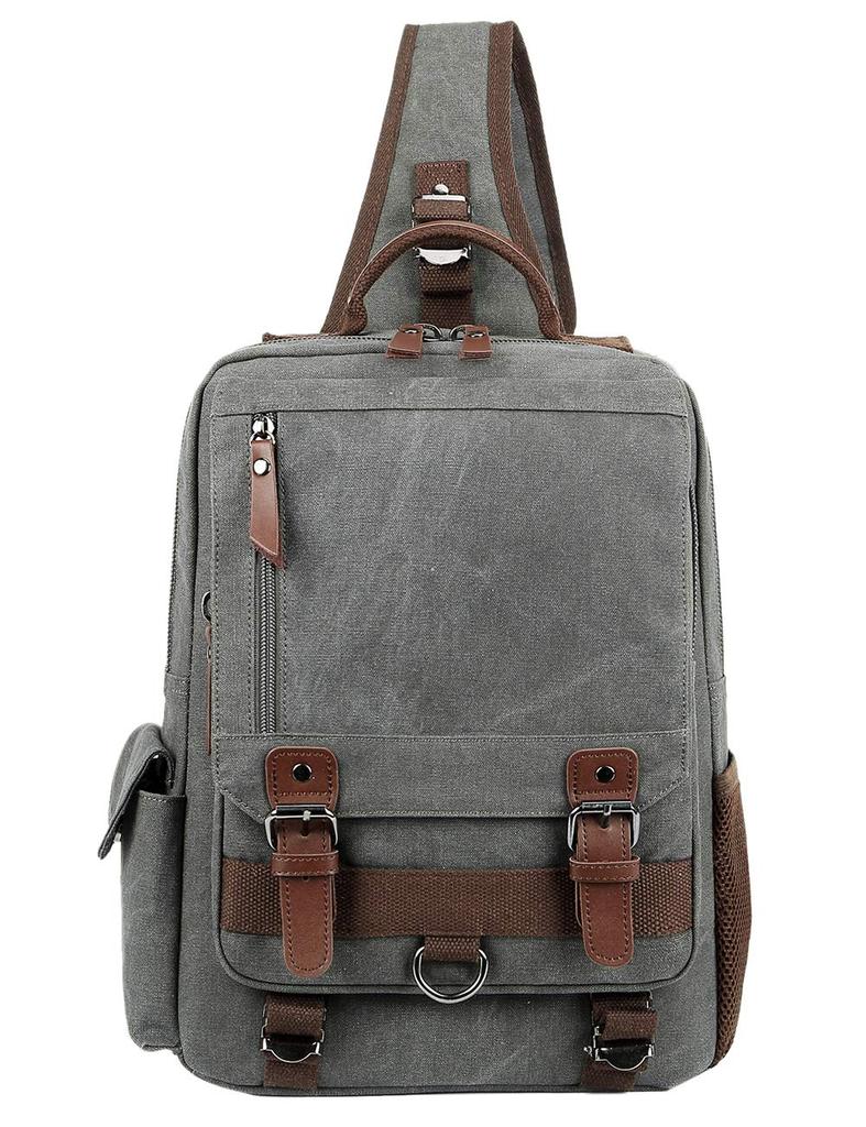 Kropp En Skulder Crossbody A4 Kompatibel med 13 Tommer [Mygreen] Veske, Veske, Veske, Oppbevaring, PC, Canvas, Pendling, Reise, Herre (L/Brun)