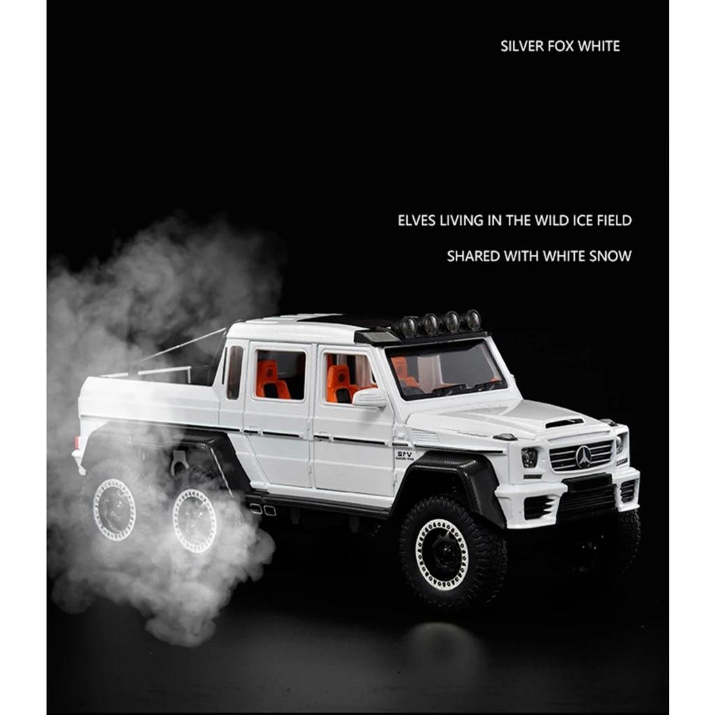 1/20 BENZ G65 G63 6*6 Big Tire Alloy Car Model Diecast Metal Toy Off-Road Vehicles Car Model Sound and Light Simulation Children Gift
