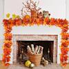 Fall Leaves Garland 4Pcs/set Faux Maple Leaves Rattan Thanksgiving Rattan Maple Leaves Garland Seasonal Harvest Decoration