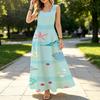 Women's Fashionable Ocean Theme Sleeveless Maxi Dress Summer Beach Vacation Versatile Comfortable Dress for Adult Women Daily Wear