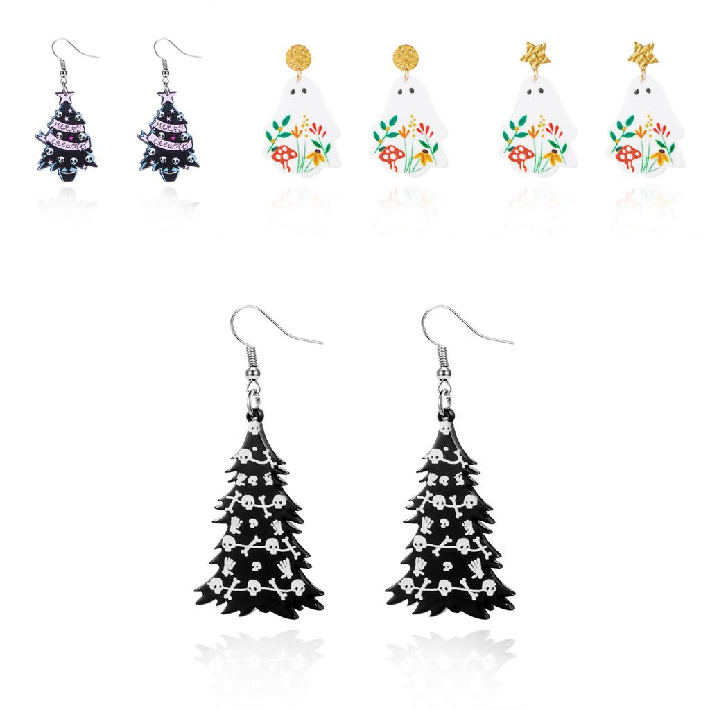 Acrylic Geometric Ghost Dangle Earrings With Electroplated Finish For Stylish Women