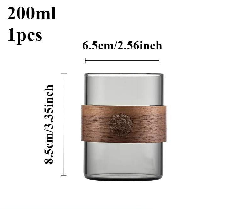 

Thickened Glass Tea Cup with Wooden Ring Heat-resistant and Heat-resistant Water Cup Master Cup Household Glass Cup Coffee Cup 301-400ml
