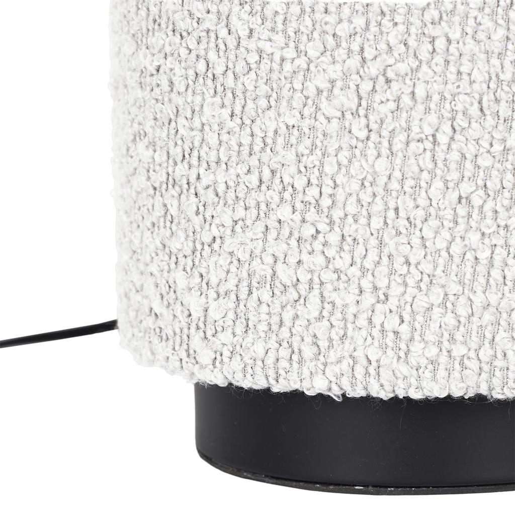 White Table Lamp With A Bouclé Shade, Scandinavian Style