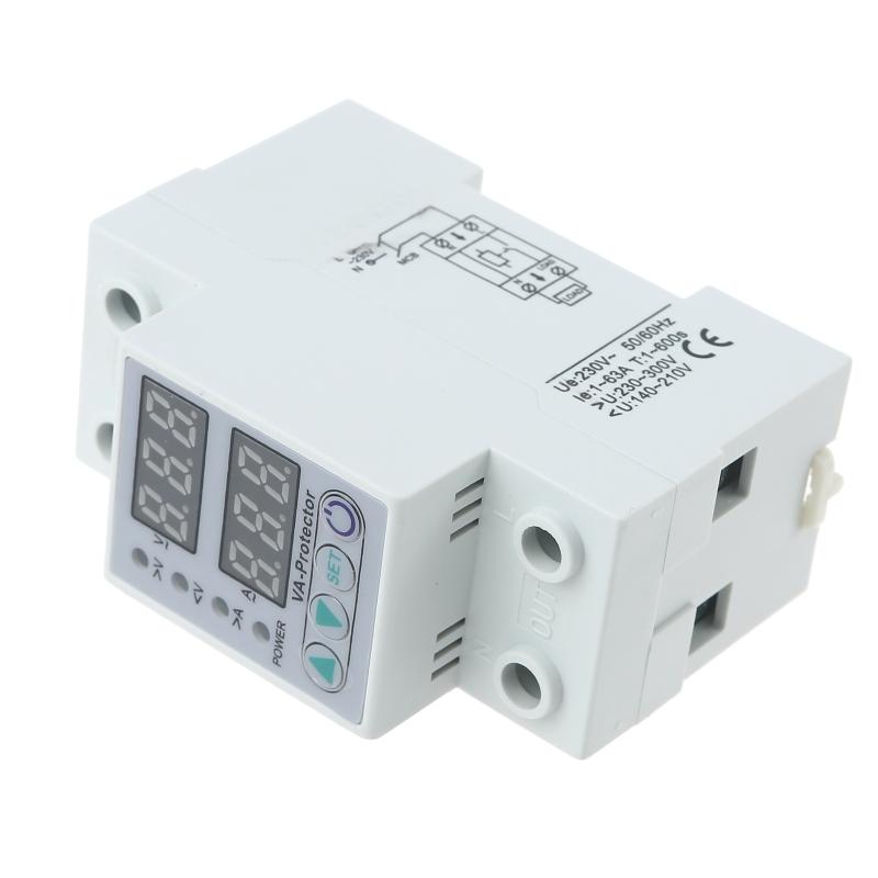 Doppel-LED-Anzeige Einphasig Einstellbare Spannung Stromschutzgerät SpannungsSchutzgerät TRMS 63A Kompakte Größe