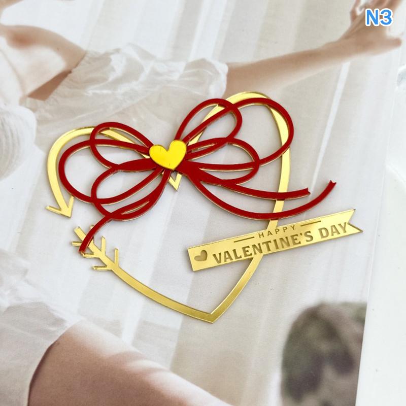 Acrylic Valentine'S Day Party Cake Topper Hearts And Circles Gold Wedding Cupcake Toppers Birthday Gift Dessert Decoration