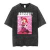 Women's Oversized Printed T-Shirt Bocchi Club Music Band Anime Bocchi Rock Cotton Top T-Shirt Washed Retro T-Shirt