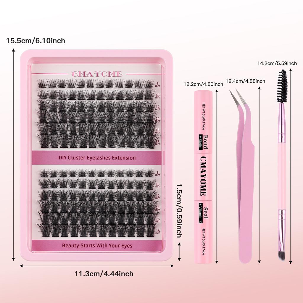 C Curvature Diy Segmented Single Cluster Of False Eyelashes 8-18Mm Thick Curled Eyelashes