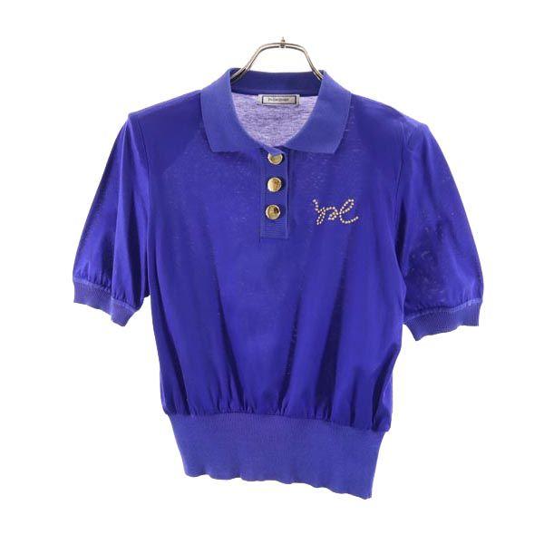 Yves Saint Laurent 90s Short Sleeve Half Button Shirt M Blue Women Used