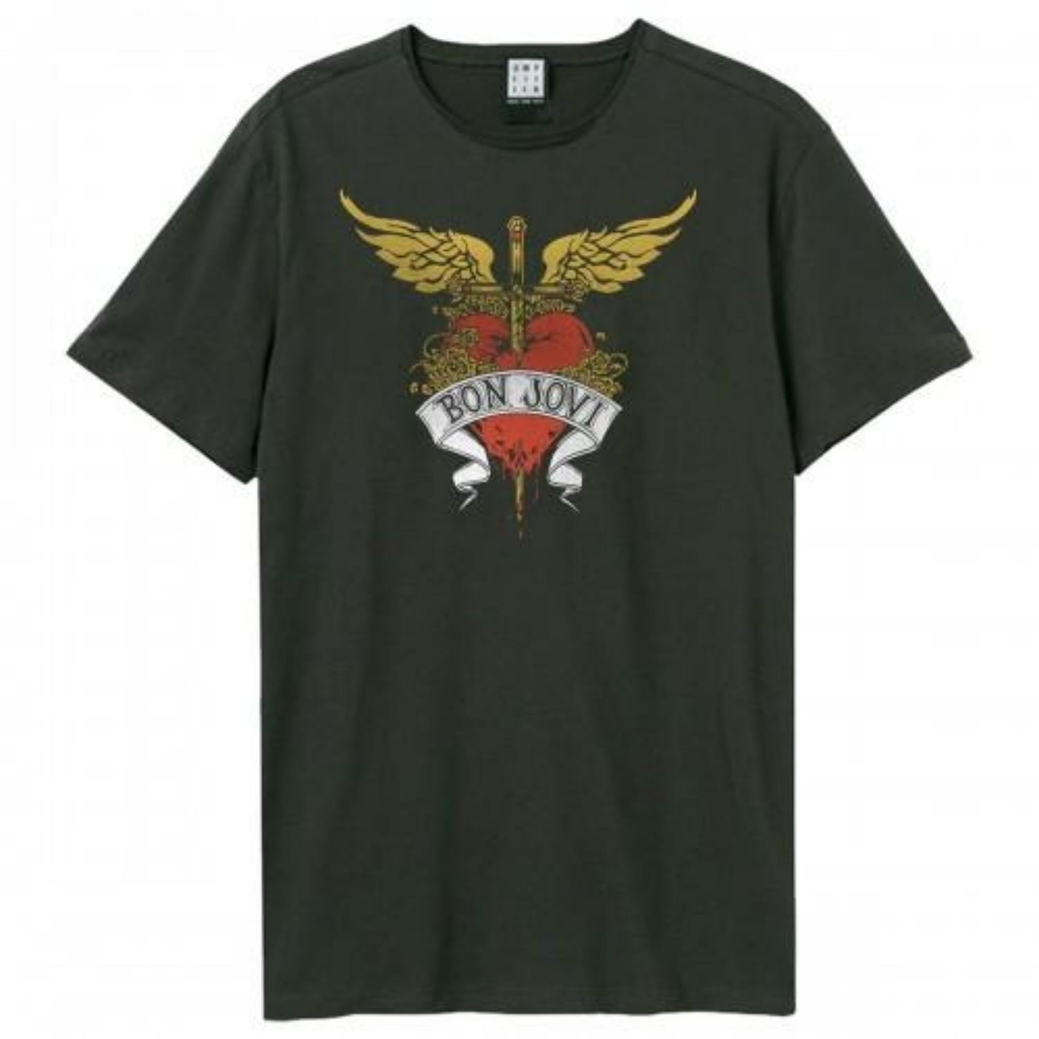 Amplified Unisex Adult Heart And Dagger Bon Jovi T-Shirt S