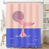 Modern Bath Shower Curtain Whale Tail Pink Blue Design for Bathroom Decor Waterproof Fabric with Hooks Set