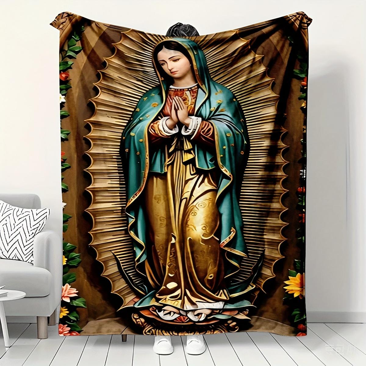 

1pc Virgin Mary Print Blanket - Contemporary Style Soft Flannel All-Season Lightweight Throw for Travel, Camping, Home Decor - Perfect Gift 130x150cm
