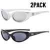2PACK Fashion Candy Colour Retro Cat Eye Oval Sunglasses Black Small Frame Y2K UV Protective Sunglasses Outdoor Party Glasses