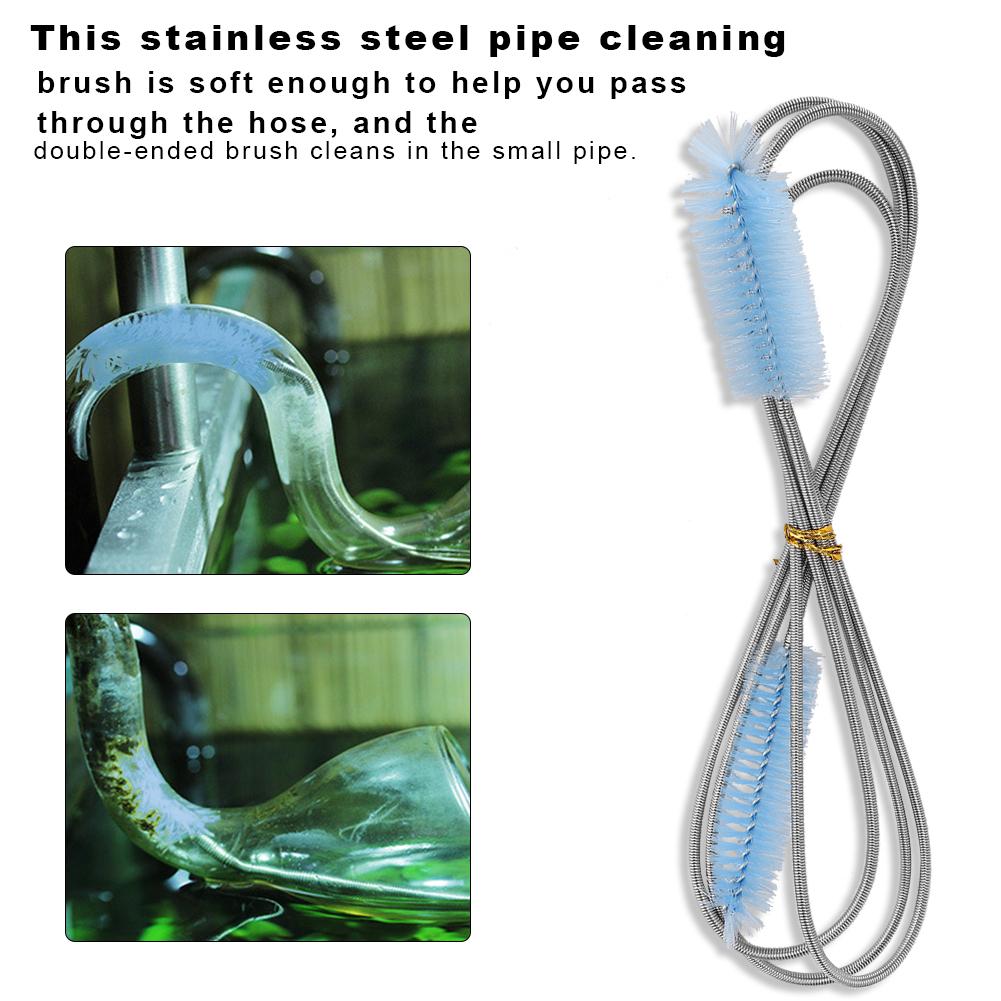 Fish Aquarium Filter Glass Water Pipe Spring Stainless Steel Cleaning Brush Hairbrush