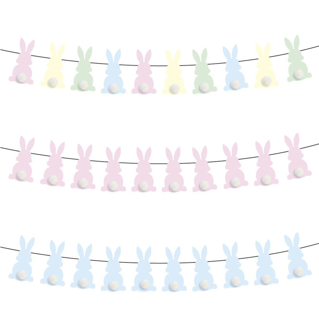Easter Festival Party Decorative Pom-Pom Rabbit Flag Cake Decorative Cake Plug